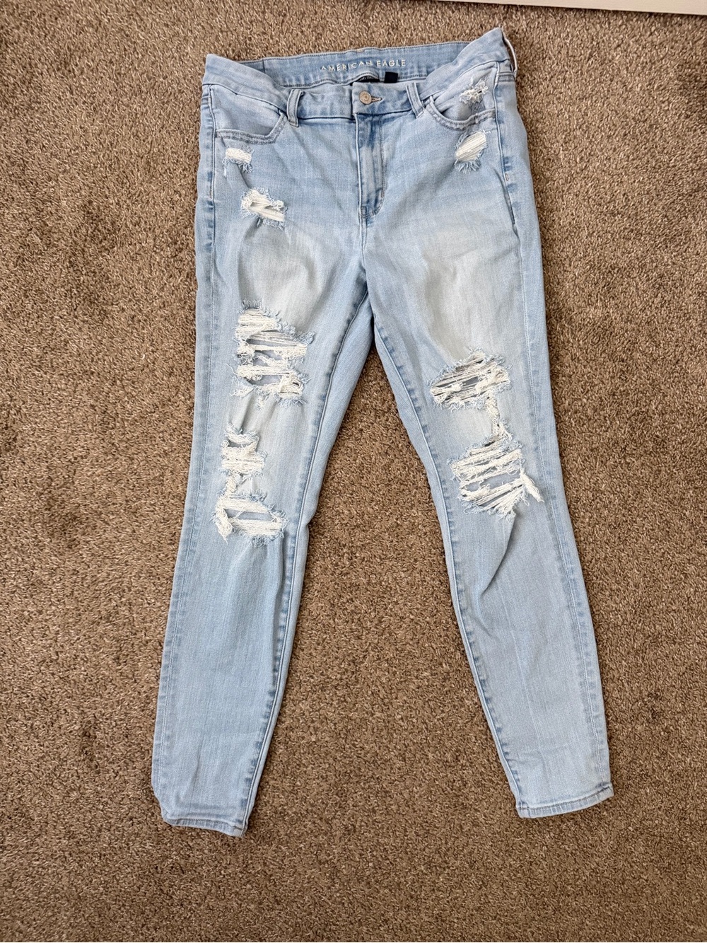American Eagle Outfitters Light Blue Ripped Skinny Jeans